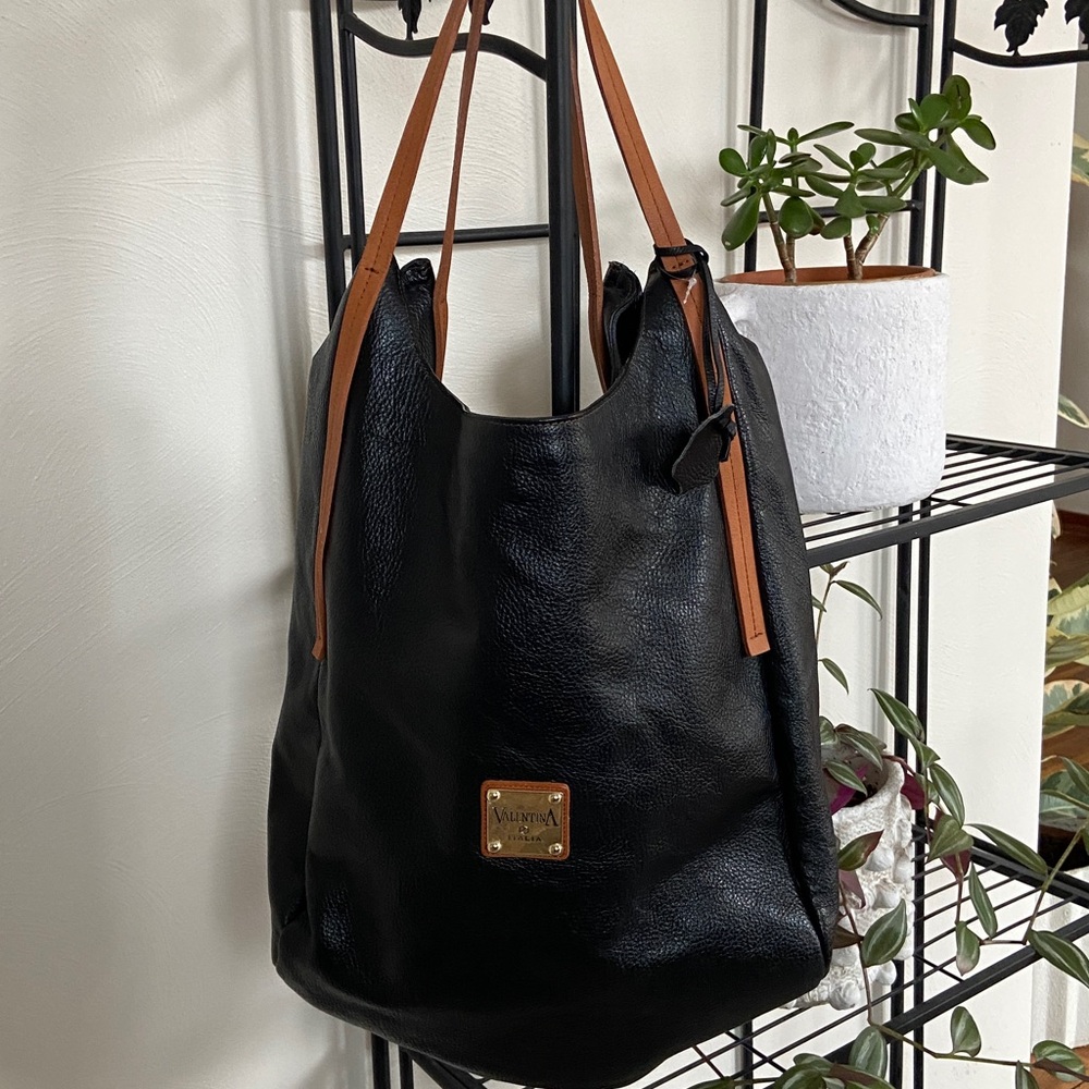 Valentina Black Leather Tote Bag - Picture 7 of 14